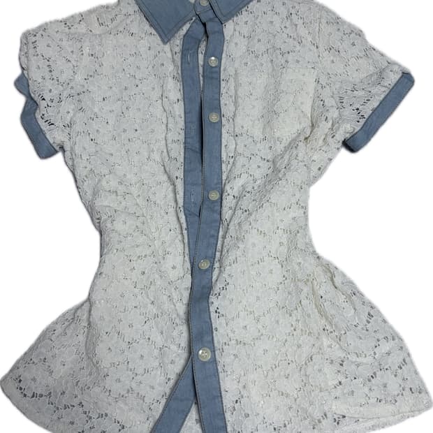 Vintage Flower punching pocket shirt top