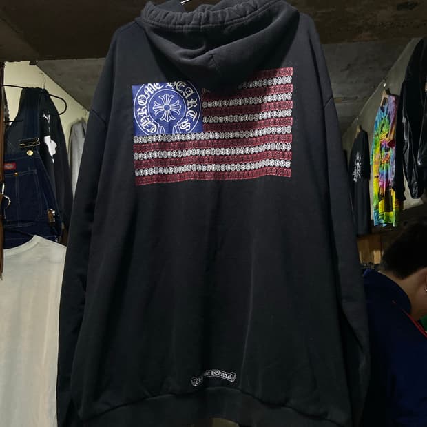 Chrome hearts 크롬하츠 아메리칸 플래그 대거 후드 블랙