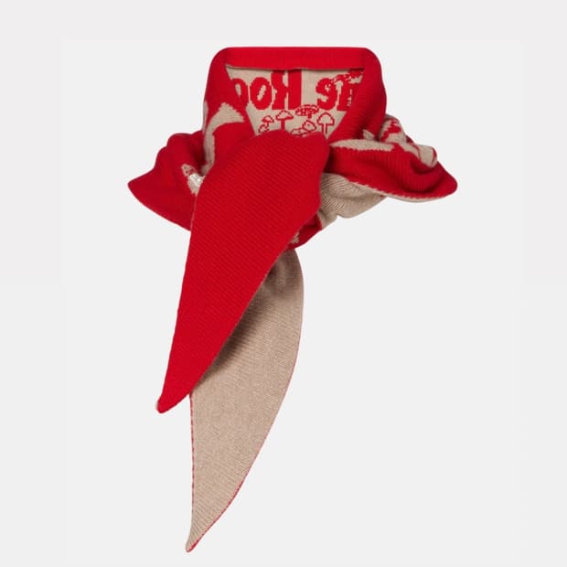 시몬로샤 25fw 비즈 그래픽 캐시미어 스카프/레드