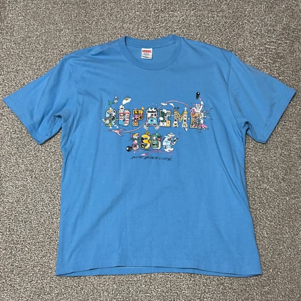 [L] 슈프림 반팔 바시티 티셔츠 브라이트 블루