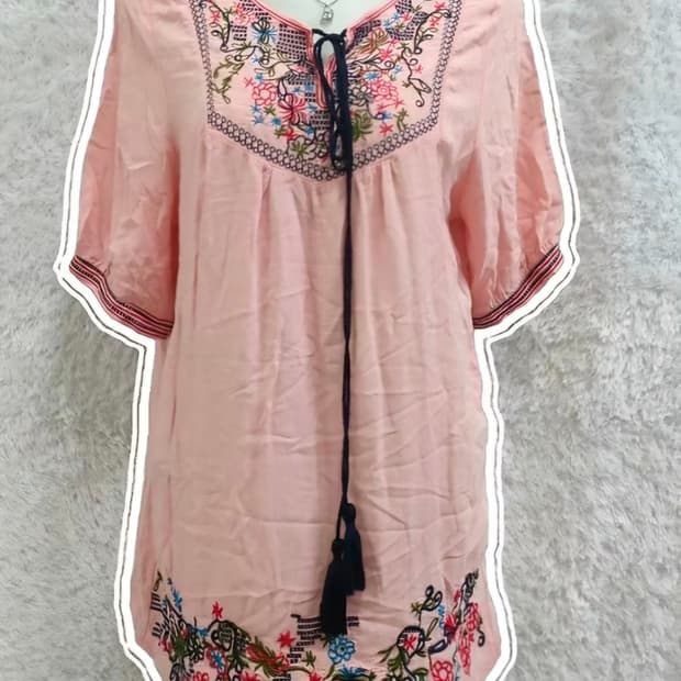 플로럴 하구미 빈티지 블라우스