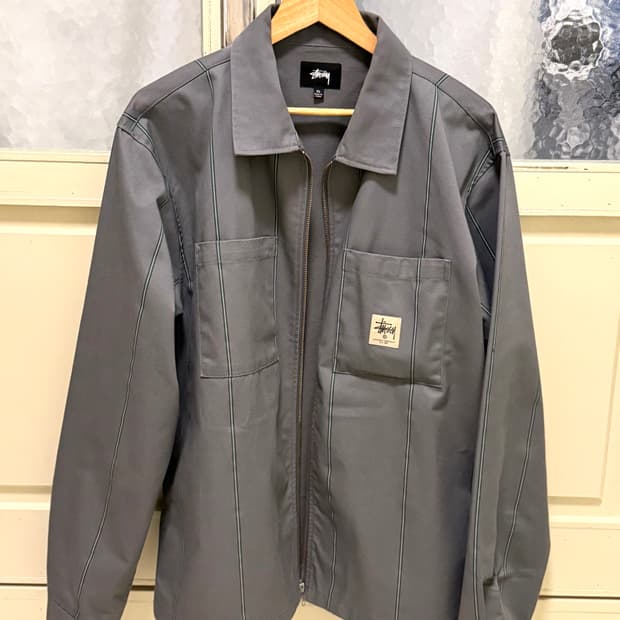 스투시 스트라이프 워크 자켓