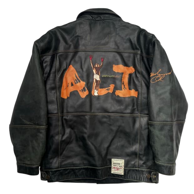 90s PLATINUM FUBU 무하마드 알리 리얼 레더 자켓 2XL