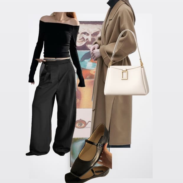 닐바이피코트 쿠론백 직장인 슬랙스 초봄 코디세트