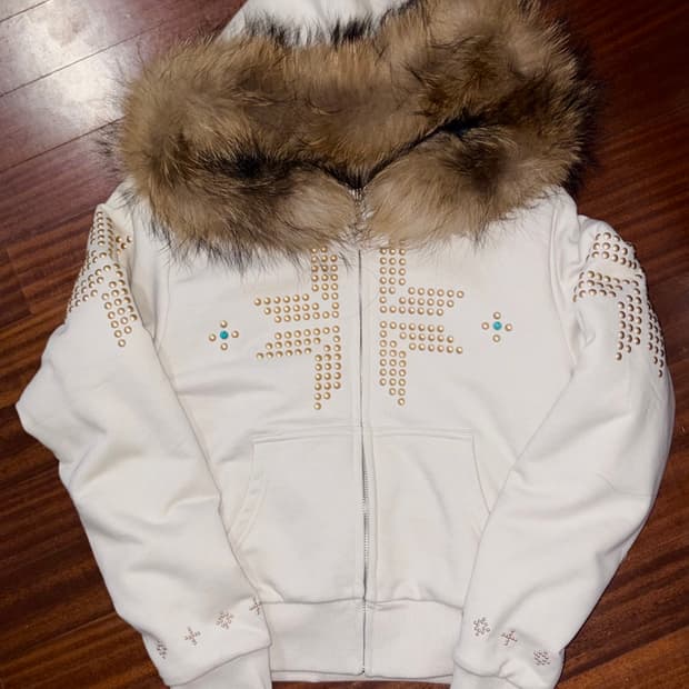 스컬프터 퍼 후드집업 화이트 홀리스터 아베크롬비 빈티지 퍼집업