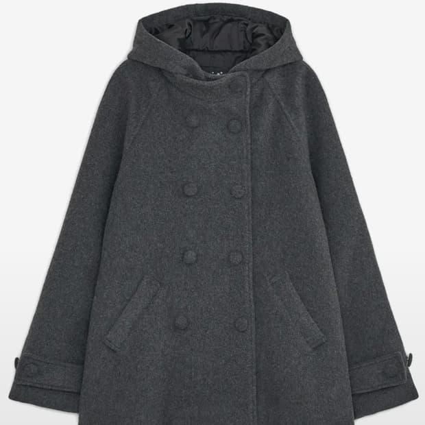 [새상품] 허그유어스킨 후드 하프코트 차콜