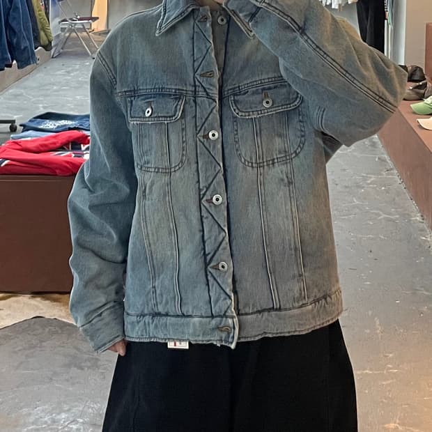 쿠어 머드 다잉 페이드 인디고 누빔 데님 자켓 H2220