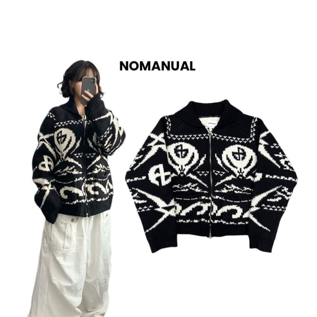 노매뉴얼 스컬 울 니트 코위찬 