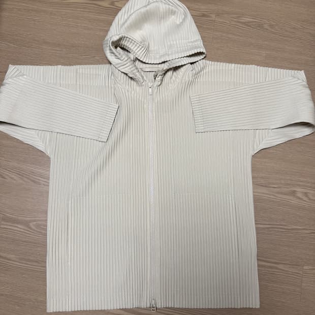 옴므플리세 후드 집업 베이지 3