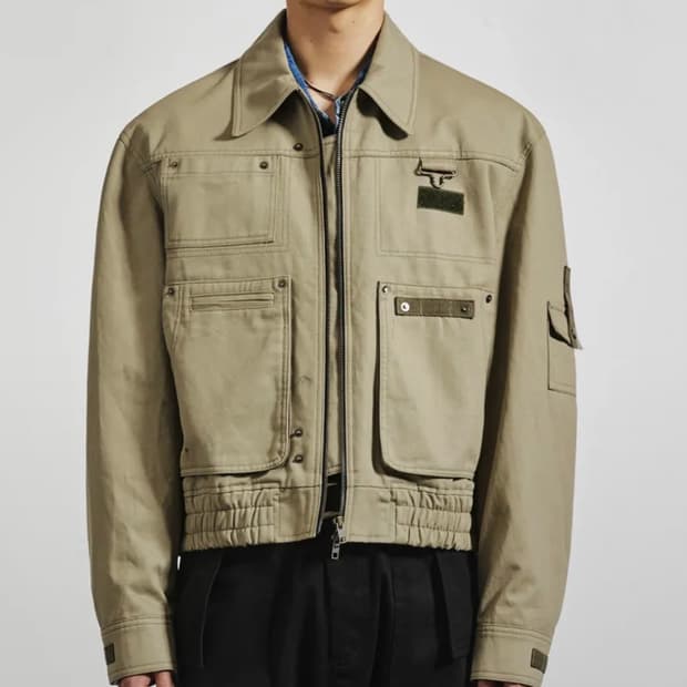 엘무드 워크 포켓 치노 블루종 자켓 카키베이지