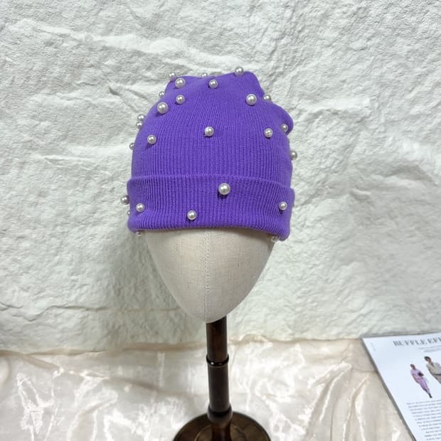 빈티지 진주 니트모자