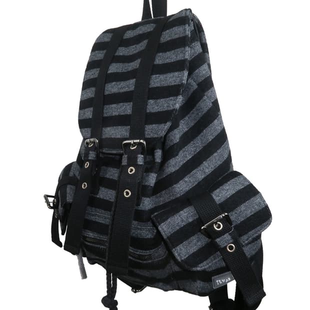 파히섬 울 스트라이프 백팩-블랙
