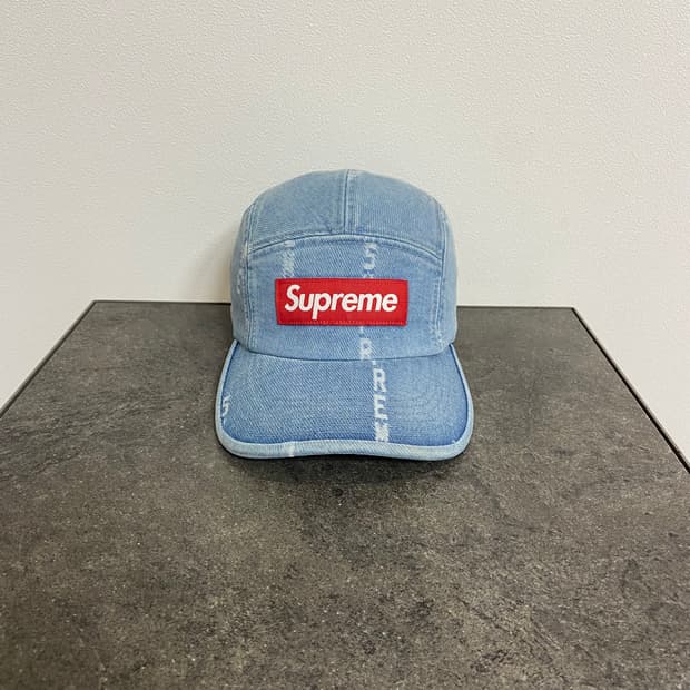 (OS) 슈프림 박스로고 캠프캡 모자 워시드 데님