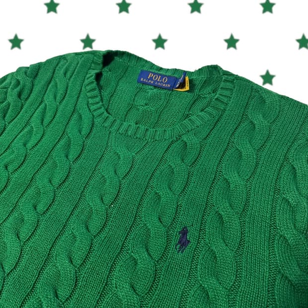 신형 폴로 랄프로렌 딥그린 꽈배기 면니트