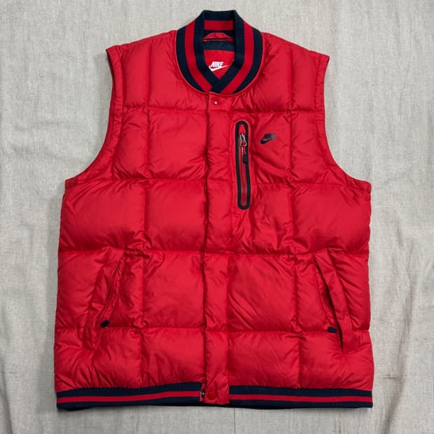 나이키 구스다운 레드 패딩조끼 XL