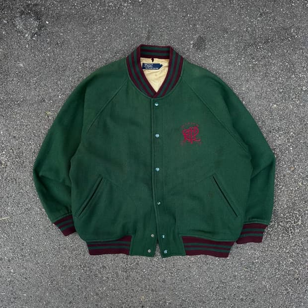90s 폴로 랄프로렌 자수 울 바시티 자켓 올드스쿨 점퍼 L XL