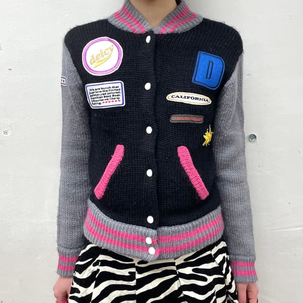 Retro pink knit zip-up 