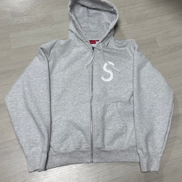 슈프림 s로고 집업 후드 애쉬그레이 24fw