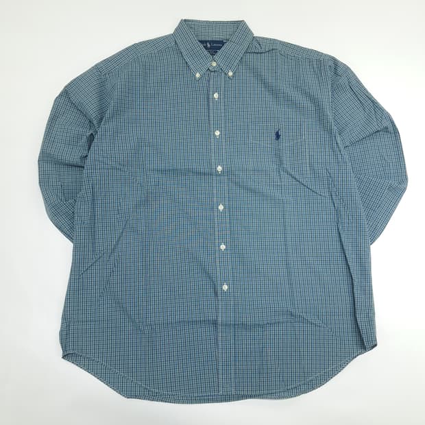 Co855 XL 폴로 랄프로렌 그린네이비 마이크로체크 긴팔 셔츠 남방