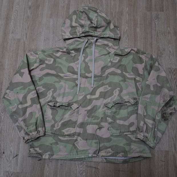 자라 카모플라쥬 밀리터리 코튼 풀오버 후드티 XL(105)