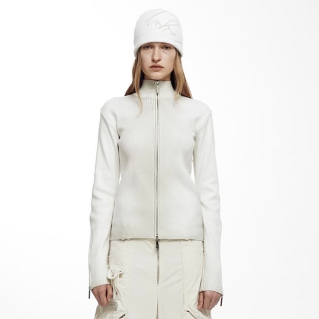 나체 SMUDGE KNIT ZIP-UP IVORY