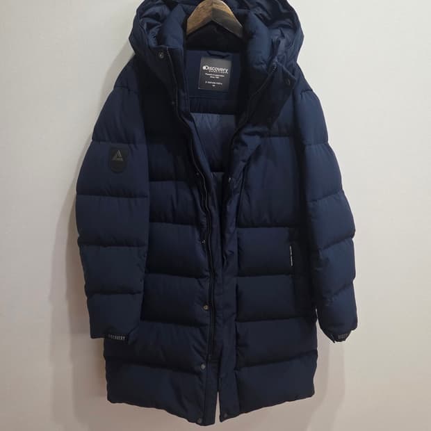 디스커버리 네이비  롱패딩 100