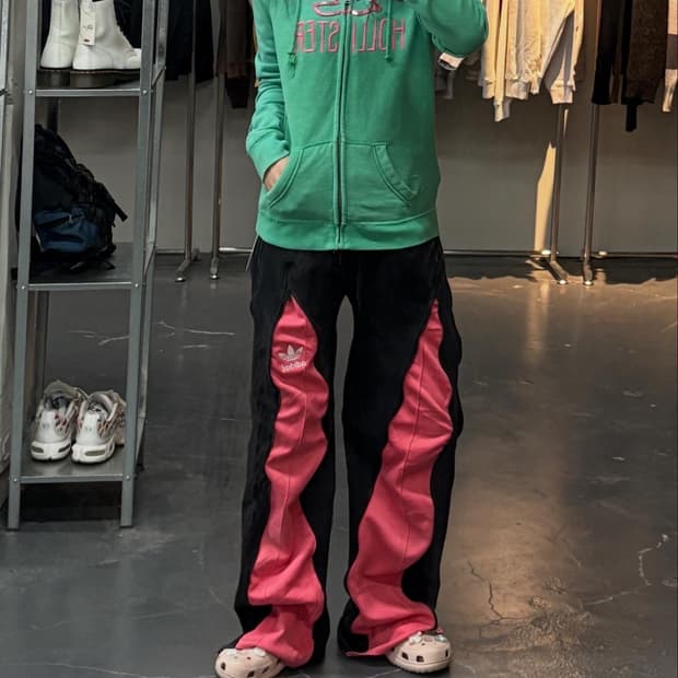 홀리스터 글리터 빅로고 그린 후드집업 A2738