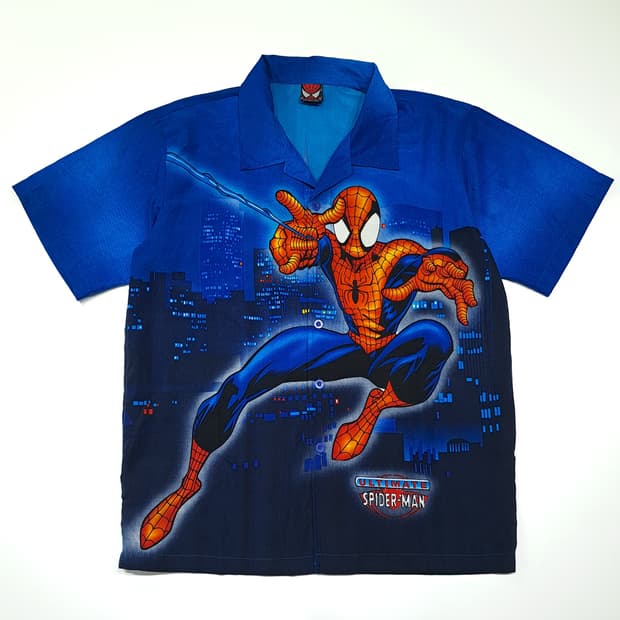 CK078 M 마블 00s 스파이더맨 2002 얼티밋 빅 프린팅 반팔 