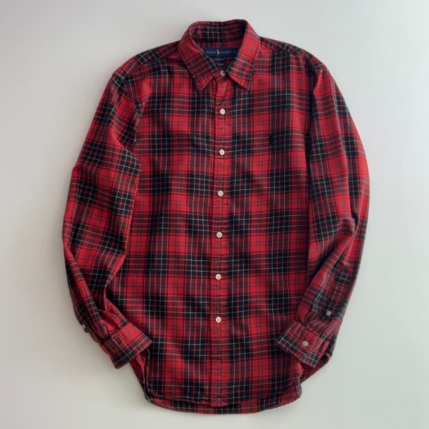 폴로 랄프로렌 레드 클래식 핏 체크 셔츠 M