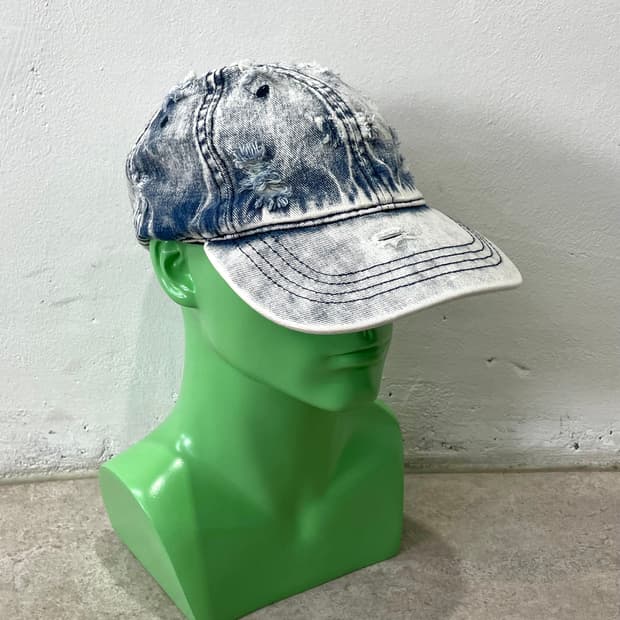 distressed washing denim cap
