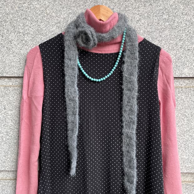 모헤어 플라워 스카프(그레이)