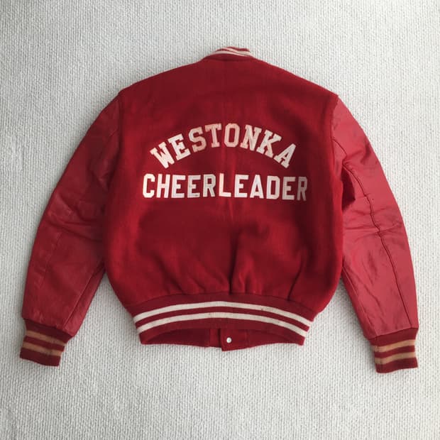 80‘s 레더 울 바시티 자켓