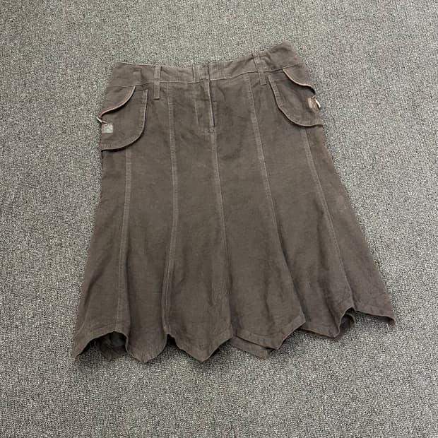 40)Japanese vintage 브라운 카고 미디 스커트