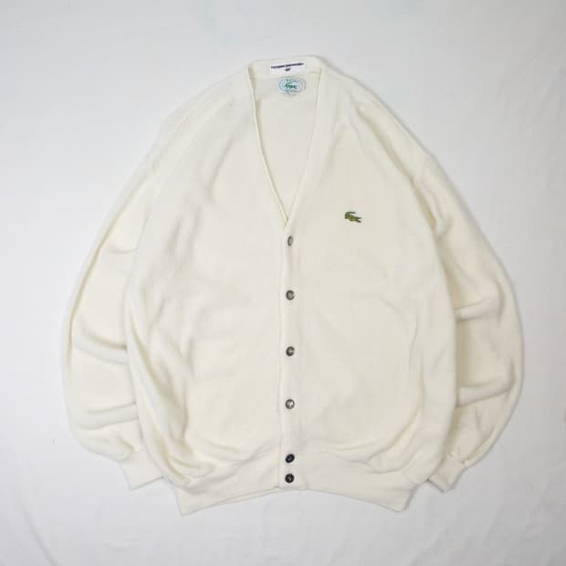 70s IZOD 라코스테 아크릴 가디건 화이트