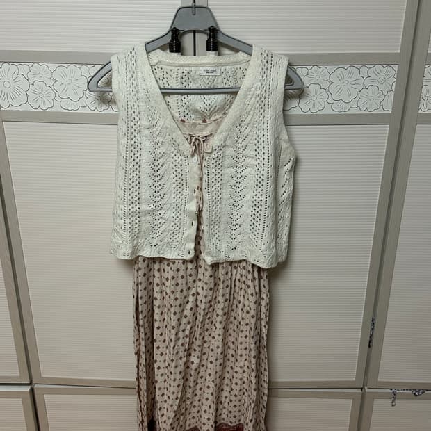 급처(착샷O) 빈티지 아이보리 니트 베스트 모리걸st
