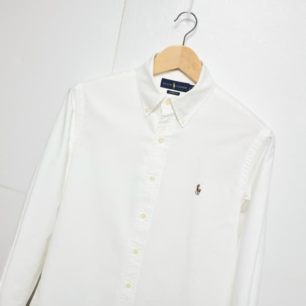 남성 폴로 클래식핏 멀티포니 옥스퍼드 화이트 흰색 긴팔 남방 셔츠