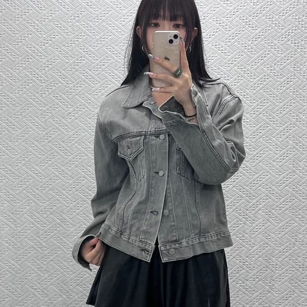 토니웩 올드스쿨 레트로 빈티지 흑청 데님자켓 M C12834