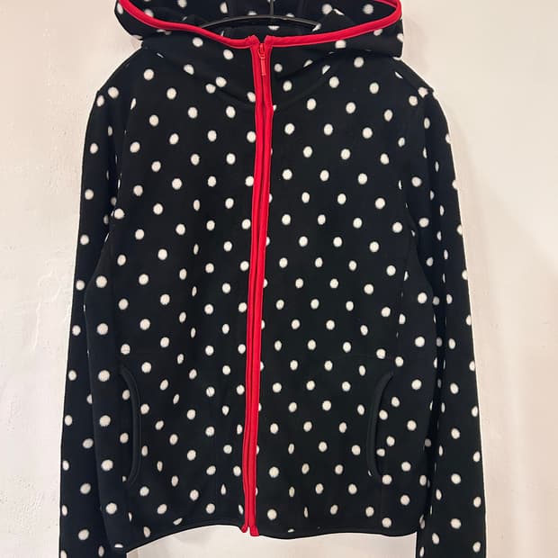 유니클로 도트 후리스 여성 후드 집업 L