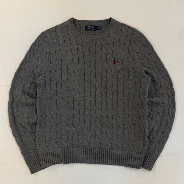 폴로 랄프로렌 꽈배기 케이블 니트 딥 그레이