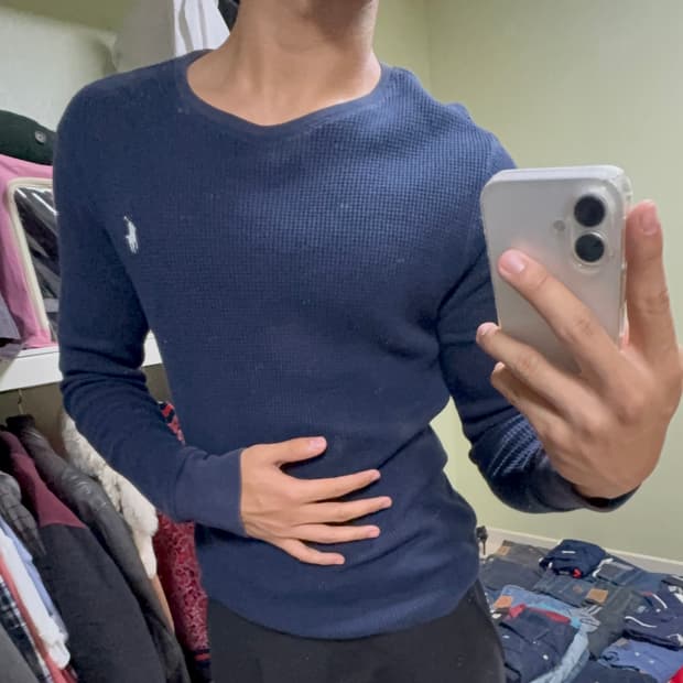 폴로 랄프로렌 와플 롱슬리브 네이비 L