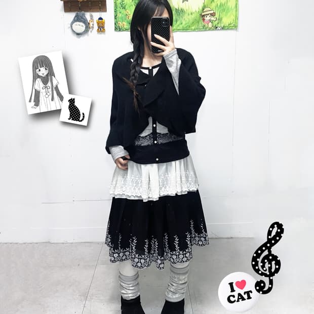 ꒰ঌ 사와코 무채색 케이프 세트 ໒꒱