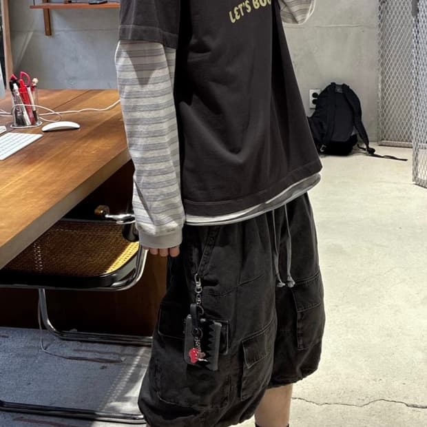 (3) 폴리테루 스트라이프 롱슬리브 에크루