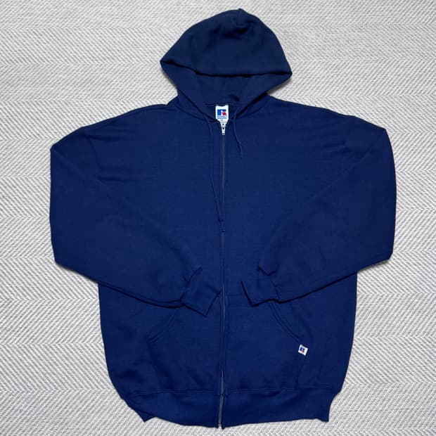 (XL) 90s 빈티지 러셀 애슬레틱 네이비 후드 집업