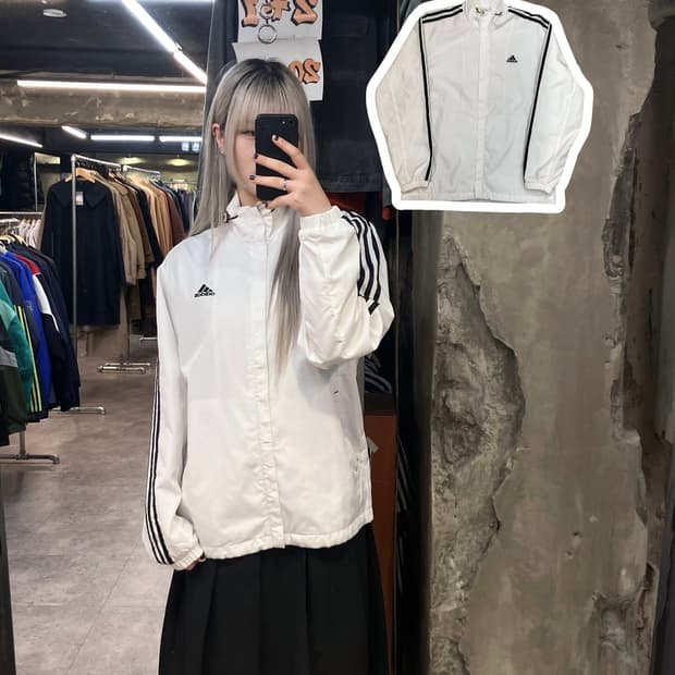 아디다스 삼선 바람막이 화이트 90  #csz2899