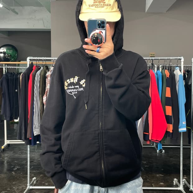 Ed Hardy 타이거 로고 후드 집업 자켓
