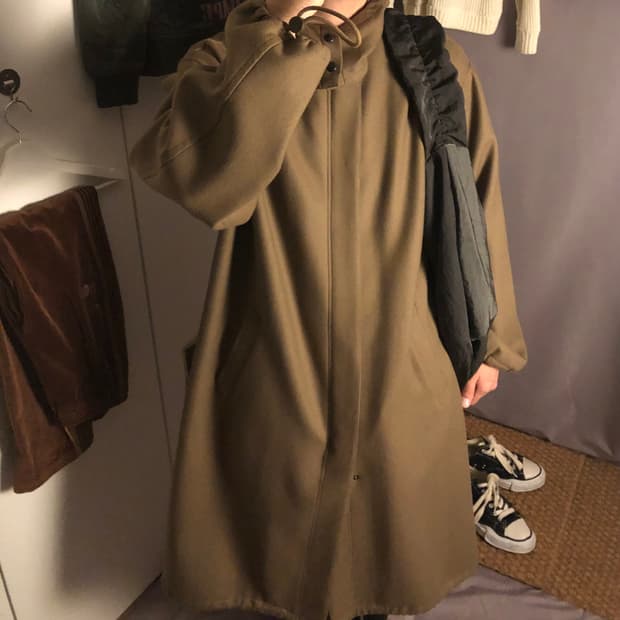 오라리 멜튼 울 후디드 코트