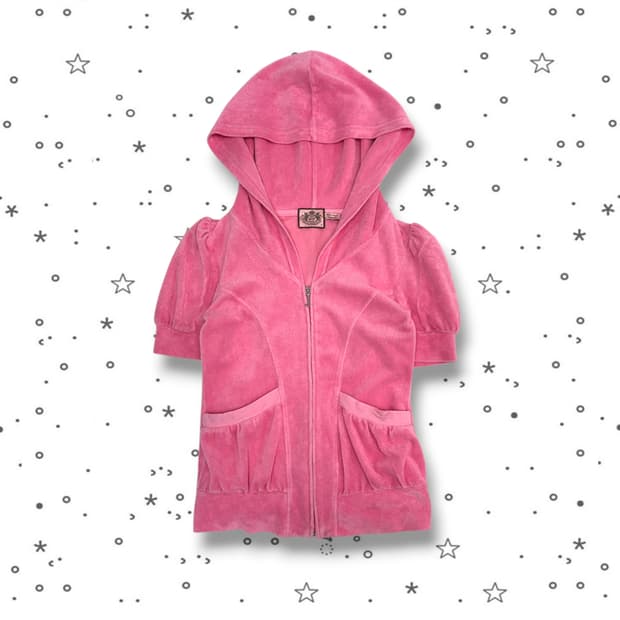 F Juicy Couture 쥬시 핑크 테리 반팔 후드집업