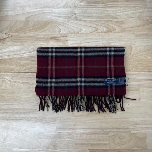 버버리 정품 캐시미어 머플러 버건디