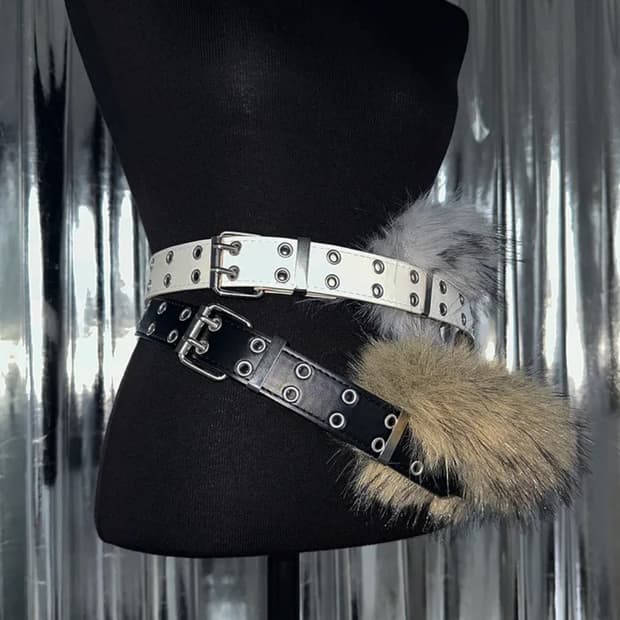 Y2k 갸루 빈티지 퍼 벨트