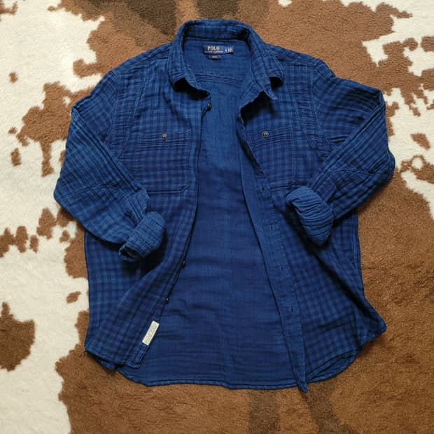 폴로 랄프로렌 남성용 인디고 체크 남방(L)